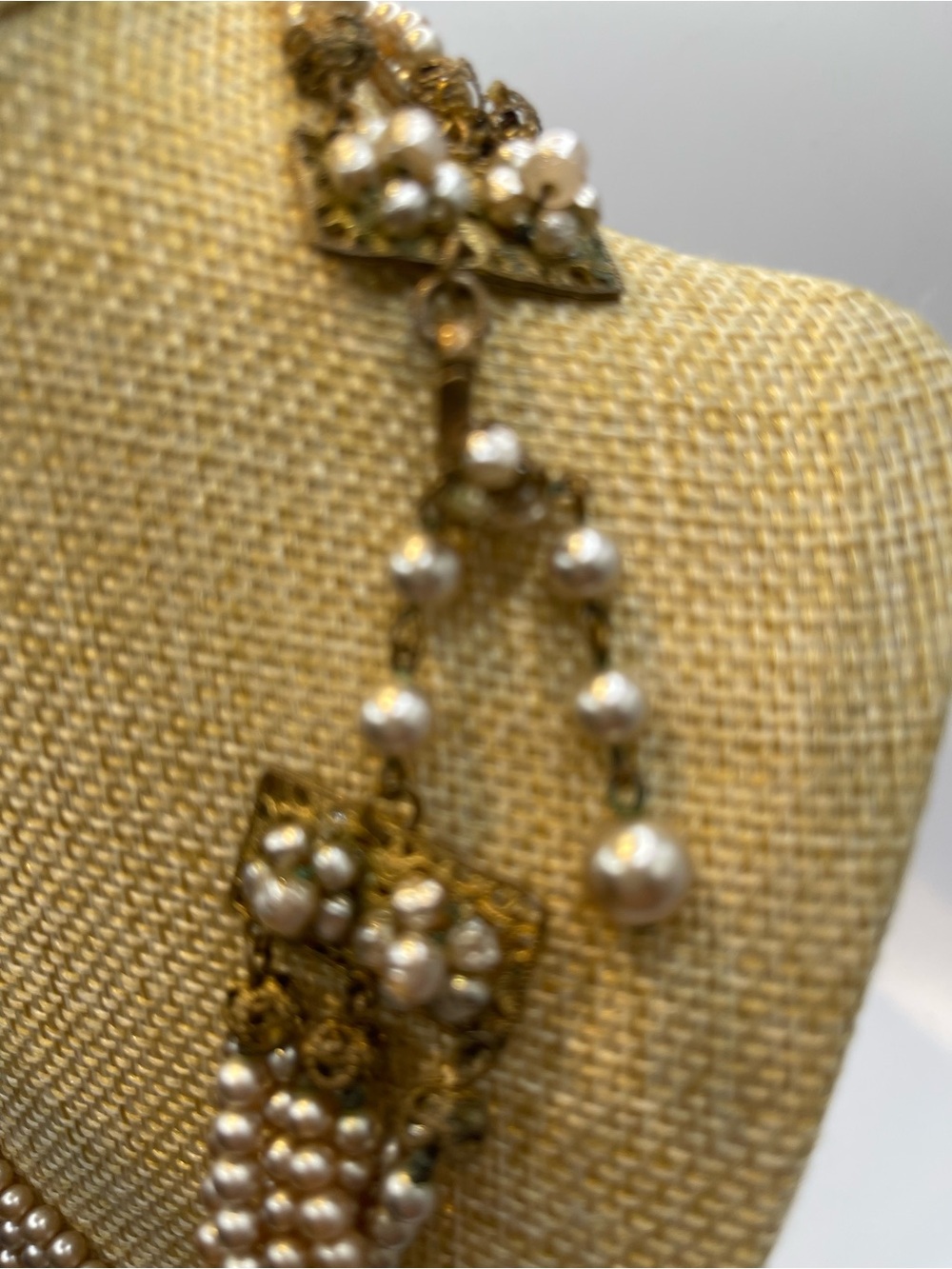 Miriam Haskell Multi-Strand Champagne Pearl Necklace - Picture 4 of 7